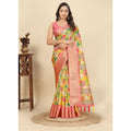 Generic Women's Cotton Silk Floral Printed Saree With Unstitched Blouse 5.5Mtr (Yellow)