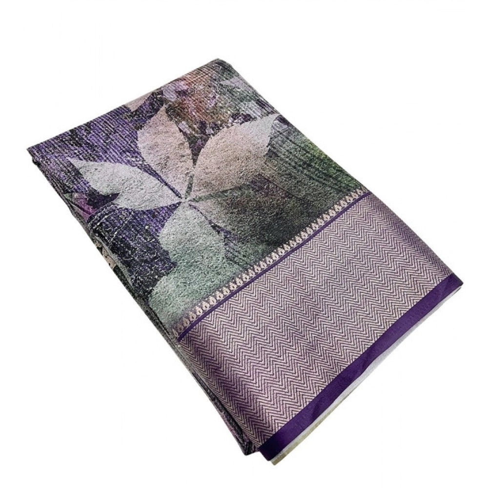 Generic Women's Cotton Silk Printed Saree With Unstitched Blouse 5.5Mtr (Multicolor)