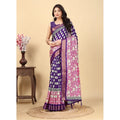 Generic Women's Cotton Blend Printed Saree With Unstitched Blouse 5.5Mtr (Purple)