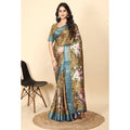 Generic Women's Cotton Blend Floral Printed Saree With Unstitched Blouse 5.5Mtr (Multicolor)