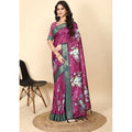Generic Women's Cotton Blend Floral Printed Saree With Unstitched Blouse 5.5Mtr (Multicolor)