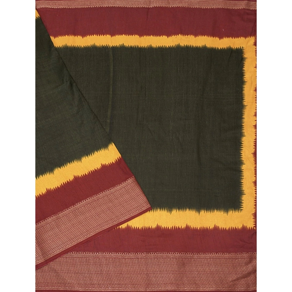 Generic Women's Cotton Silk Solid Saree With Unstitched Blouse 5.5Mtr (Multicolor)