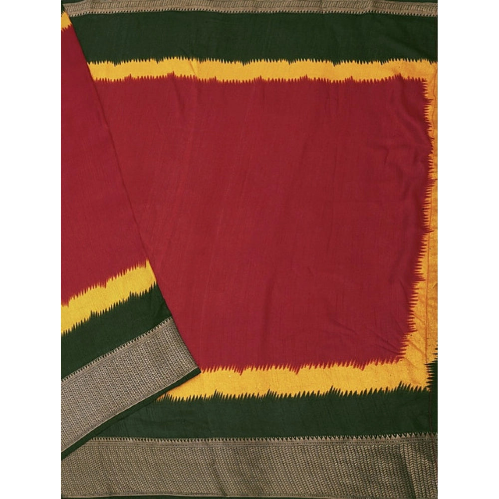 Generic Women's Cotton Silk Solid Saree With Unstitched Blouse 5.5Mtr (Multicolor)