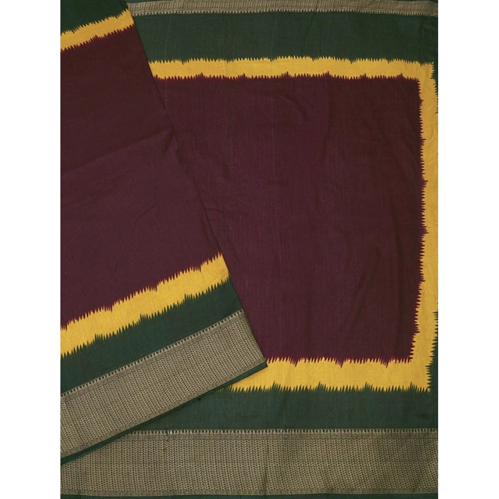 Generic Women's Cotton Silk Solid Saree With Unstitched Blouse 5.5Mtr (Multicolor)