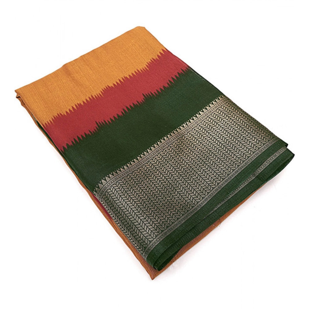 Generic Women's Cotton Silk Solid Saree With Unstitched Blouse 5.5Mtr (Multicolor)