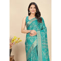 Generic Women's Cotton Silk Floral Printed Saree With Unstitched Blouse 5.5Mtr (Rama)