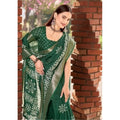 Generic Women's Cotton Silk Printed Saree With Unstitched Blouse 5.5Mtr (Green)
