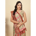 Generic Women's Cotton Silk Floral Printed Saree With Unstitched Blouse 5.5Mtr (Gold)