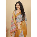 Generic Women's Cotton Silk Floral Printed Saree With Unstitched Blouse 5.5Mtr (Lavender)
