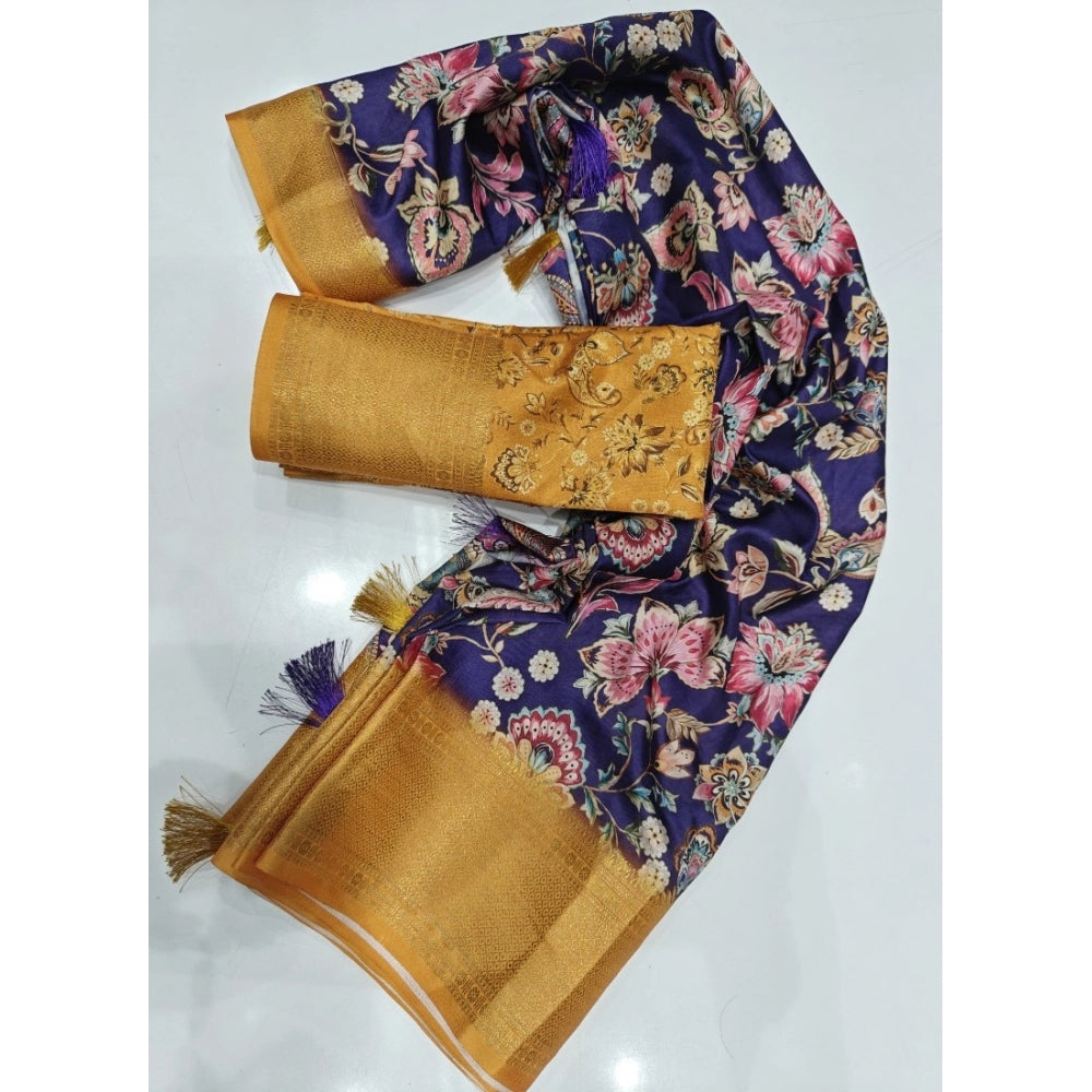 Generic Women's Cotton Silk Floral Printed Saree With Unstitched Blouse 5.5Mtr (Multicolor)
