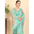Generic Women's Cotton Silk Floral Printed Saree With Unstitched Blouse 5.5Mtr (Multicolor)