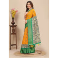 Generic Women's Cotton Silk Printed Saree With Unstitched Blouse 5.5Mtr (Yellow)