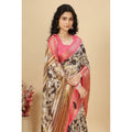 Generic Women's Cotton Silk Floral Printed Saree With Unstitched Blouse 5.5Mtr (Black)