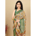 Generic Women's Cotton Silk Floral Printed Saree With Unstitched Blouse 5.5Mtr (Mustard)
