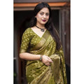 Generic Women's Cotton Silk Printed Saree With Unstitched Blouse 5.5Mtr (Green)
