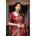 Generic Women's Cotton Silk Printed Saree With Unstitched Blouse 5.5Mtr (Maroon)
