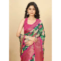 Generic Women's Cotton Silk Floral Printed Saree With Unstitched Blouse 5.5Mtr (Green)