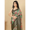 Generic Women's Cotton Silk Floral Printed Saree With Unstitched Blouse 5.5Mtr (Grey)