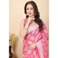 Generic Women's Art Silk Jacquard Printed Saree With Unstitched Blouse 5.5Mtr (Pink)