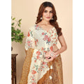 Generic Women's Cotton Silk Floral Printed Saree With Unstitched Blouse 5.5Mtr (Brown)