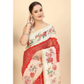 Generic Women's Chanderi Floral Printed Saree With Unstitched Blouse 5.5Mtr (Red)
