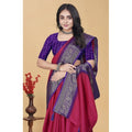 Generic Women's Cotton Blend Checkered Saree With Unstitched Blouse 5.5Mtr (Pink)
