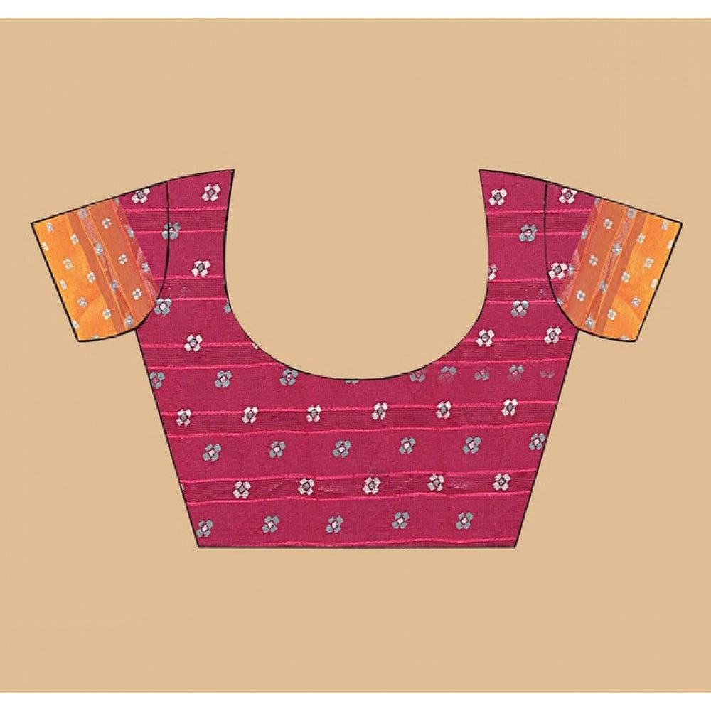 Generic Women's Art Silk Printed Saree With Unstitched Blouse 5.5Mtr (Pink)