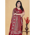 Generic Women's Art Silk Printed Saree With Unstitched Blouse 5.5Mtr (Red)