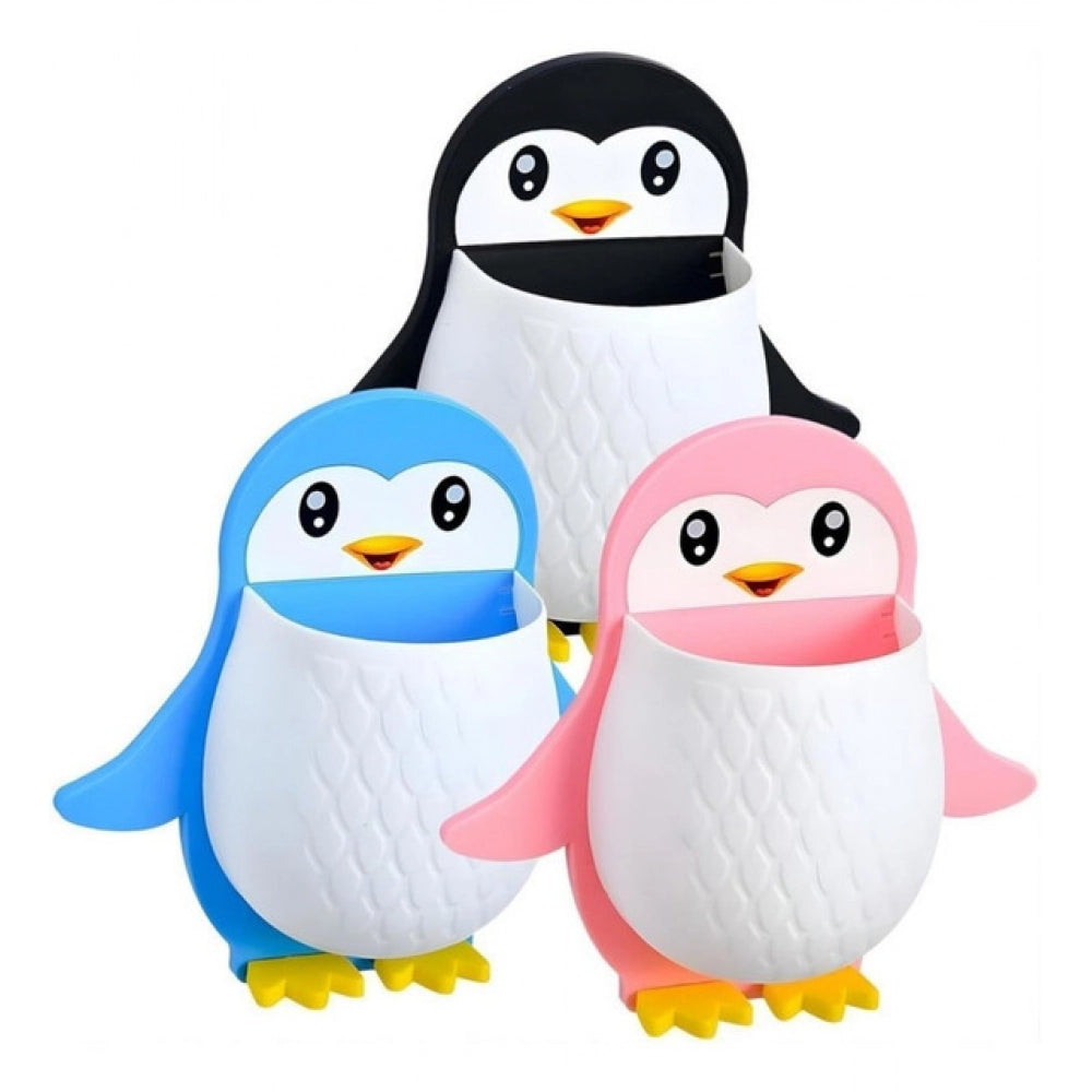Generic Pack of 3 Wall Mounted Penguin Design Toothpaste Holder (Multicolor)