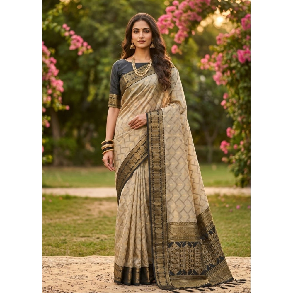 Generic Women's Cotton Printed Saree With Unstitched Blouse 5.5Mtr (Multicolor)