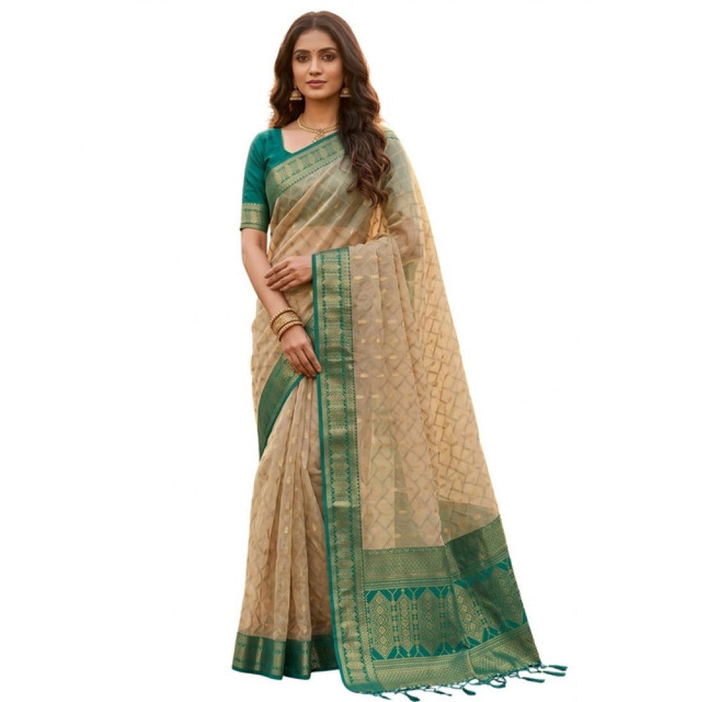 Generic Women's Cotton Printed Saree With Unstitched Blouse 5.5Mtr (Multicolor)