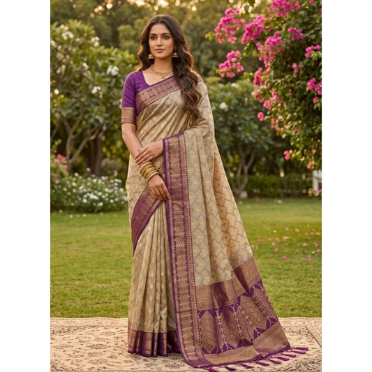 Generic Women's Cotton Printed Saree With Unstitched Blouse 5.5Mtr (Multicolor)