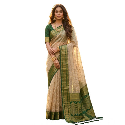 Generic Women's Cotton Printed Saree With Unstitched Blouse 5.5Mtr (Multicolor)