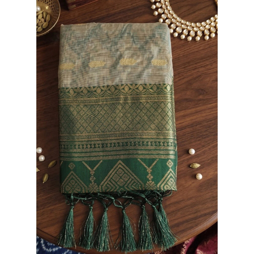 Generic Women's Cotton Printed Saree With Unstitched Blouse 5.5Mtr (Multicolor)