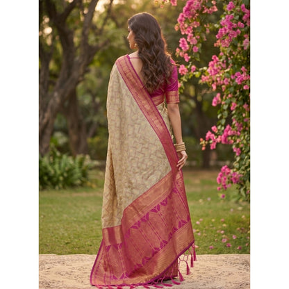 Generic Women's Cotton Printed Saree With Unstitched Blouse 5.5Mtr (Multicolor)