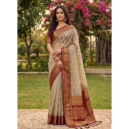 Generic Women's Cotton Printed Saree With Unstitched Blouse 5.5Mtr (Multicolor)