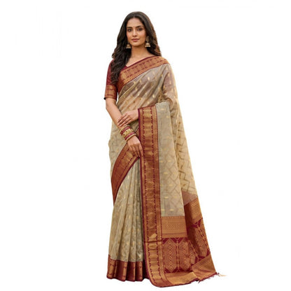 Generic Women's Cotton Printed Saree With Unstitched Blouse 5.5Mtr (Multicolor)