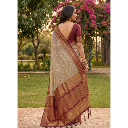 Generic Women's Cotton Printed Saree With Unstitched Blouse 5.5Mtr (Multicolor)
