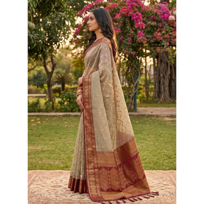 Generic Women's Cotton Printed Saree With Unstitched Blouse 5.5Mtr (Multicolor)
