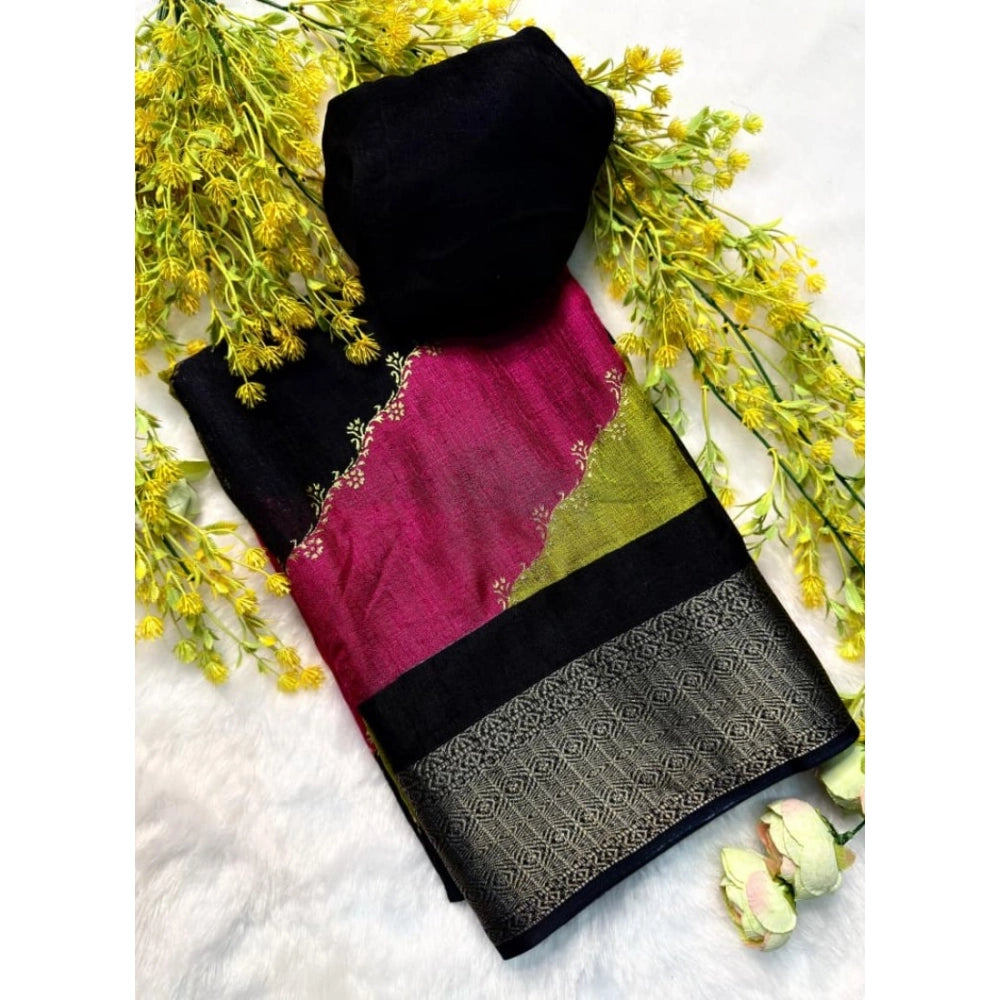 Generic Women's Dola Silk Embellished Saree With Unstitched Blouse 5.5Mtr (Multicolor)