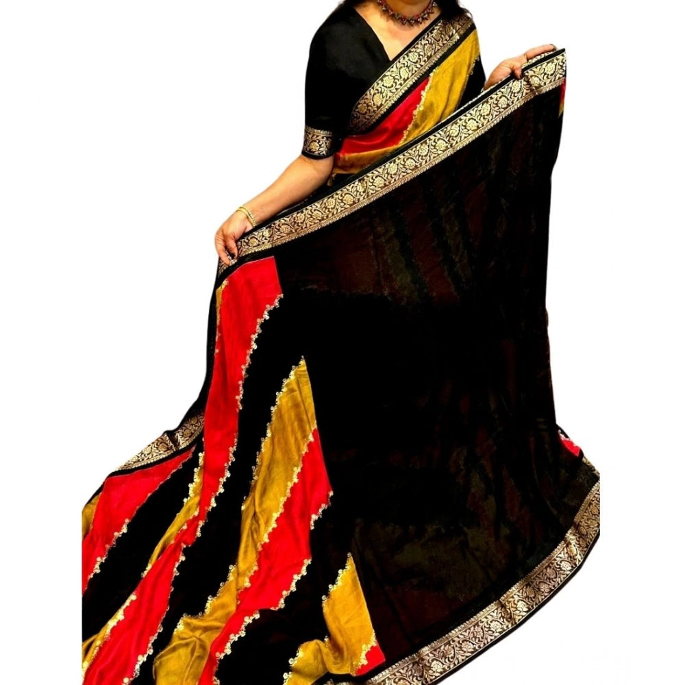 Generic Women's Dola Silk Embellished Saree With Unstitched Blouse 5.5Mtr (Multicolor)