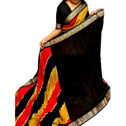 Generic Women's Dola Silk Embellished Saree With Unstitched Blouse 5.5Mtr (Multicolor)