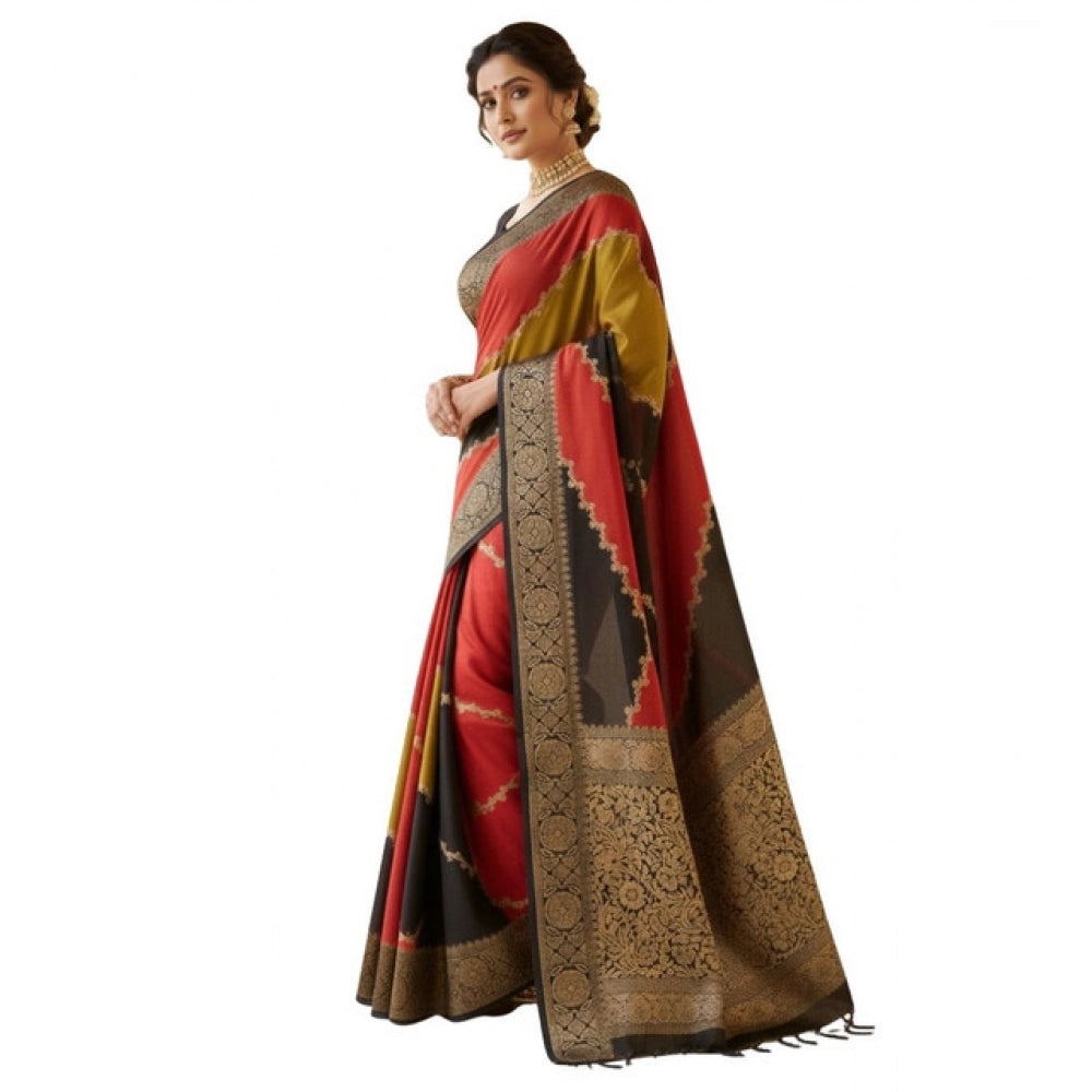 Generic Women's Dola Silk Embellished Saree With Unstitched Blouse 5.5Mtr (Multicolor)