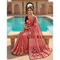 Generic Women's Star Georgette Embellished Saree With Unstitched Blouse 5.5Mtr (Dusty Coral-Maroon)
