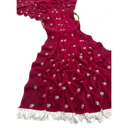 Generic Women's Georgette Embellished Saree With Unstitched Blouse 5.5Mtr (Pink)