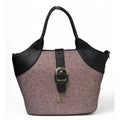 Women’s Two-Tone Textured Tote Handbag with Adjustable Shoulder Strap