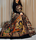 Generic Women's Linen Kalamkari Printed Saree With Unstitched Blouse - 5.5 Mtr (Multicolor) - Design 3